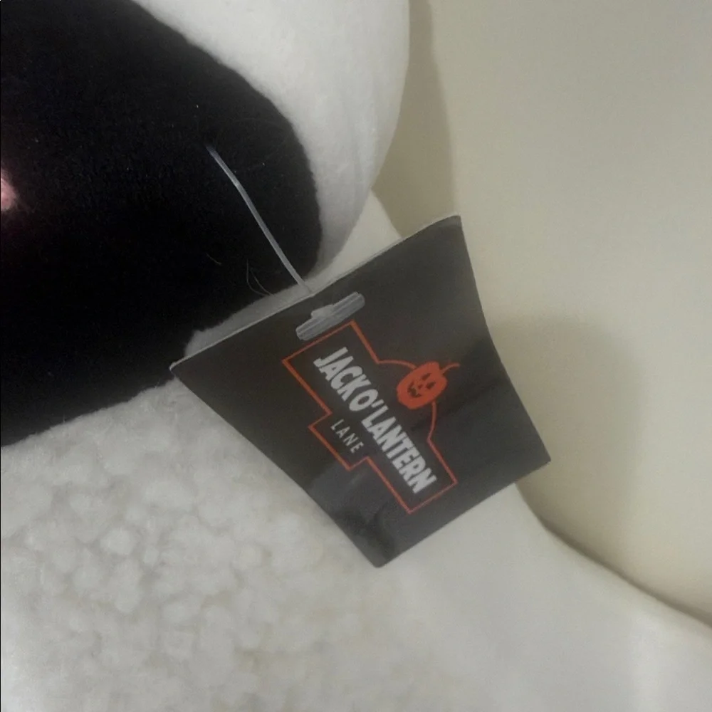 Jack O'Lantern Lane  Halloween White/Pink/Black Ghost in Witch Hat Pillow